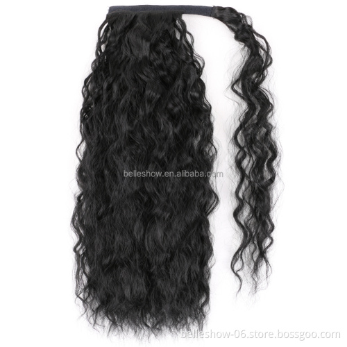 Long Fakes Hair Pieces Drawstring Ponytail Extensions Corn Curly for Women Synthetic High Temperature Fiber Hair Extension